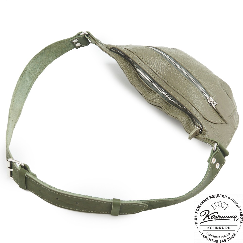 Кожаная сумка на пояс "Рики" (олива)